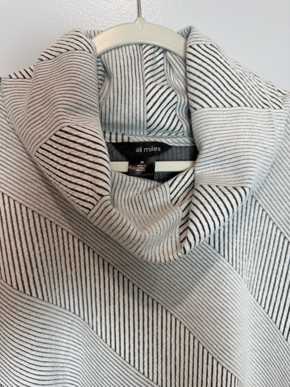 Ali Miles Roll Neck Jumper 3/4 Sleeve Black & White Striped Women’s Size M - Picture 6 of 11